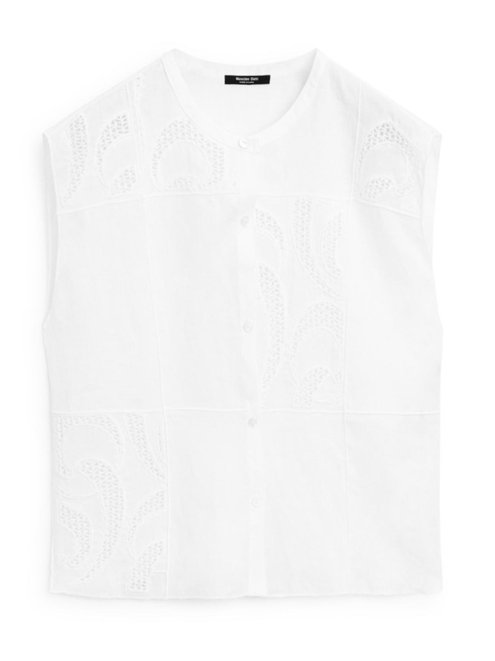Massimo Dutti crochet detail white linen blouse